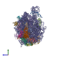 PDB entry 5gad coloured by chain, side view.