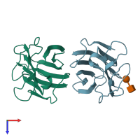 PDB entry 5gal coloured by chain, top view.