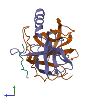 PDB entry 5gch coloured by chain, side view.