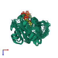 PDB entry 5gcn coloured by chain, ensemble of 24 models, top view.