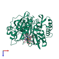 PDB entry 5gep coloured by chain, top view.