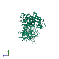 PDB entry 5ggg coloured by chain, side view.