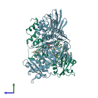 PDB entry 5ggi coloured by chain, side view.