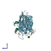 PDB entry 5ggk coloured by chain, side view.
