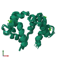 PDB entry 5ggm coloured by chain, ensemble of 10 models, front view.