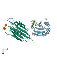 PDB entry 5ggo coloured by chain, top view.