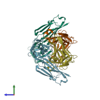 PDB entry 5ggu coloured by chain, side view.