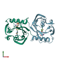 PDB entry 5ghn coloured by chain, front view.