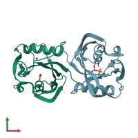 PDB entry 5gho coloured by chain, front view.