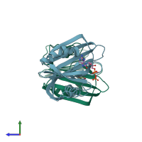 PDB entry 5gho coloured by chain, side view.