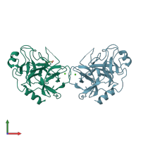 PDB entry 5gib coloured by chain, front view.