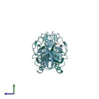 PDB entry 5gib coloured by chain, side view.