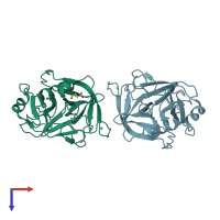 PDB entry 5gib coloured by chain, top view.