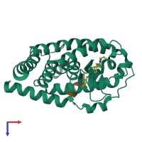 PDB entry 5gid coloured by chain, top view.