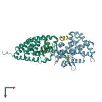 PDB entry 5gie coloured by chain, top view.