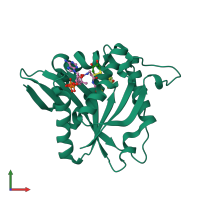PDB entry 5gif coloured by chain, front view.