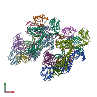 PDB entry 5gip coloured by chain, front view.