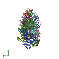 PDB entry 5gip coloured by chain, side view.