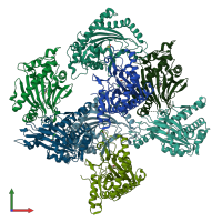 PDB entry 5gja coloured by chain, front view.