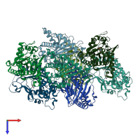 PDB entry 5gja coloured by chain, top view.