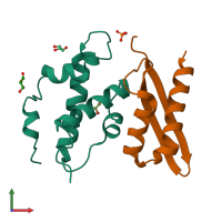 PDB entry 5gjk coloured by chain, front view.