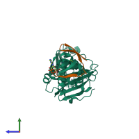 PDB entry 5gk9 coloured by chain, side view.