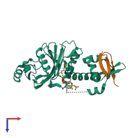 PDB entry 5gk9 coloured by chain, top view.