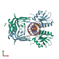 PDB entry 5gke coloured by chain, front view.