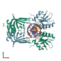 PDB entry 5gkh coloured by chain, front view.