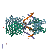 PDB entry 5gkh coloured by chain, top view.