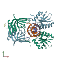 PDB entry 5gki coloured by chain, front view.