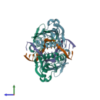 PDB entry 5gki coloured by chain, side view.