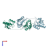 PDB entry 5gkj coloured by chain, top view.