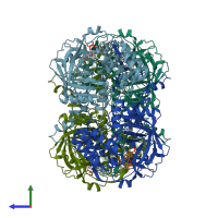 PDB entry 5gkn coloured by chain, side view.