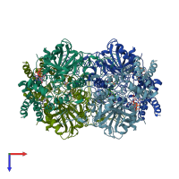 PDB entry 5gkn coloured by chain, top view.