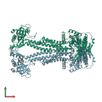 PDB entry 5gko coloured by chain, front view.