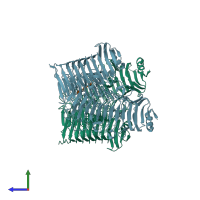 PDB entry 5gkq coloured by chain, side view.