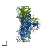 PDB entry 5gl1 coloured by chain, side view.