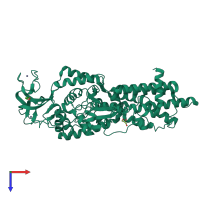 PDB entry 5gl7 coloured by chain, top view.