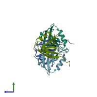 PDB entry 5glj coloured by chain, side view.