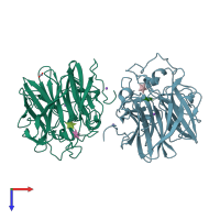 PDB entry 5glo coloured by chain, top view.