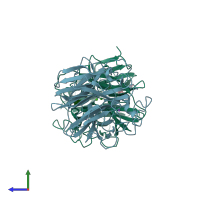 PDB entry 5glp coloured by chain, side view.