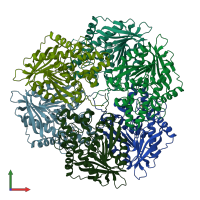 PDB entry 5gma coloured by chain, front view.