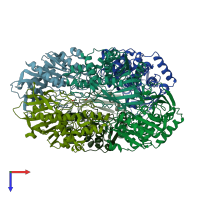 PDB entry 5gma coloured by chain, top view.