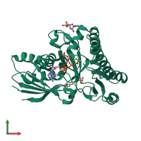 PDB entry 5gmd coloured by chain, front view.