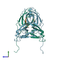 PDB entry 5gmj coloured by chain, side view.