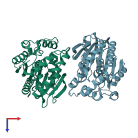 PDB entry 5gms coloured by chain, top view.