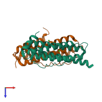 PDB entry 5gn8 coloured by chain, top view.