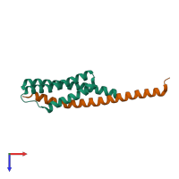 PDB entry 5gna coloured by chain, top view.