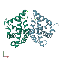 PDB entry 5gnf coloured by chain, front view.